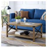 40 inch Metal X Coffee Table in Reclaimed Barnwood with Black Metal