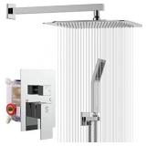 SR SUN RISE SRSH-F5043 Bathroom Luxury Rain Mixer Combo Set Wall Mounted Rainfall Shower Head System Polished Chrome, (Contain Faucet Rough-in Valve Body and Trim)