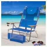 Ostrich 3-in-1 Lightweight Aluminum 5 Position Reclining Beach Chair, Blue