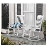 Mainstays Outdoor Wood Porch Rocking Chair, White Color, Weather Resistant Finish
