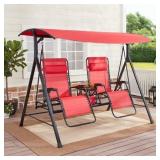 Mainstays Zero-Gravity Steel Porch Swing - Red/Black