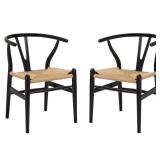 Poly and Bark Weave Black Chairs, 2 Pack