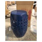 Deruise Metal Drum End Table, Dark Blue
