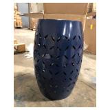 Deruise Metal Drum End Table, Dark Blue