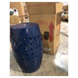 Deruise Metal Drum End Table, Dark Blue