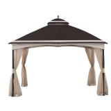 Sunjoy Thelma 10.5 x 13 ft. 2-Tier Steel Gazebo, Brown & Tan