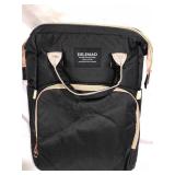 Xinsilu Diaper Bag Backpack with Changing Table-Travel Backpack, Storage Diaper Bag with Sturdy Folding Crib, Baby Cradle Backpack, Built-in USB Port, Color (Black Grey)