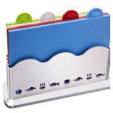 Carmella Bubble Index Color-Coded Cutting Boards Set with Holder for Kitchen Plastic Dishwasher Safe