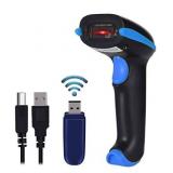 WoneNice Barcode Scanner Wireless 2-in-1 (2.4Ghz Wireless+USB 2.0 Wired) Handheld Bar Code Scanner Reader with USB Receiver for Store, Supermarket, Warehouse