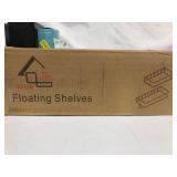 QEEIG Grey Bathroom Shelf Floating Shelves for Wall Mounted Shelfs with Towel Bar Over Toilet Kitchen Shelving Hanging Shelve Set of 2 Modern Grid, White