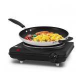 Elite Gourmet Countertop Coiled, Electric Hot Burner, Temperature Controls, Power Indicator Lights, Easy to Clean, Single, Black