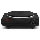 Elite Gourmet Countertop Coiled, Electric Hot Burner, Temperature Controls, Power Indicator Lights, Easy to Clean, Single, Black