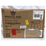 Medical King Shower Chair - with Back Scrubber & Additional Sponge - Tool Free Shower Chair for Elderly - with 8 Adjustable Heights - Portable Anti Slip Bath Chair for Elderly