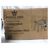 Medical King Shower Chair - with Back Scrubber & Additional Sponge - Tool Free Shower Chair for Elderly - with 8 Adjustable Heights - Portable Anti Slip Bath Chair for Elderly