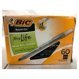 BIC Round Stic Medium Ballpoint Pen, Back Ink (Pack of 60)