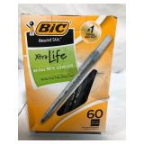 BIC Round Stic Medium Ballpoint Pen, Back Ink (Pack of 60)