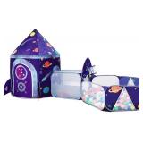 LOJETON Rocket Ship Play Tent - Premium Space Castle Pop Up Kids Playhouse with Star Lights - Unique Space and Planet Design for Indoor and Outdoor Fun - Imaginative Toy & Gift for Boys Girls