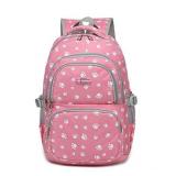 Pink School Backpack with White Paw Prints
