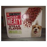 Purina Moist & Meaty Wet Dog Food, Steak Flavor, 36 ct. Pouch