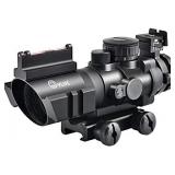 CVLIFE 4x32 Tactical Rifle Scope Red & Green &Blue Illuminated Reticle Scope with Fiber Optic Sight