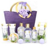 Spa Luxetique Gift Baskets for Women, Spa Gifts for Women - 10pcs Lavender Bath and Body Gift Set with Bath Bomb, Body Lotion, Bubble Bath, Relaxing Spa Baskets for Women, Christmas Gifts for Women