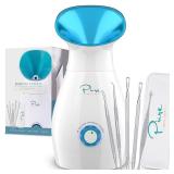 NanoSteamer PRO Professional 4-in-1 Nano Ionic Facial Steamer for Spas - 30 Min Steam Time - Humidifier - Unclogs Pores - Blackheads - Spa Quality - 5 Piece Stainless Steel Skin Kit Included