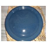 Set of 9 Colored Ceramic Dinner Plates, 4 Blue 5 Grey