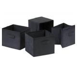 Winsome Capri Set Of 6 Foldable Black Fabric Baskets, 4 small