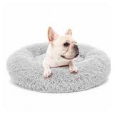Pet Dog Cat Bed 40-70cm Light Gray Color Long Plush Round