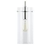 Linea di Liara LL-P315-PC Effimero Large Clear Glass Stem Hung Pendant, Polished Chrome