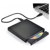 Black External DVD Drive with USB cables for Data & Power