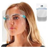 Safety Face Shields with Glasses Frames (Pack of 10) - Ultra Clear Protective Full Face Shields to Protect Eyes, Nose, Mouth - Anti-Fog PET Plastic, Goggles - Sanitary Droplet Splash Guard