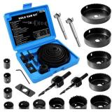 PETUOL Hole Saw Set, 22PCS Hole Saw Kit with 13Pcs Saw Blades, General Purpose 3/4" to 5" (19mm-127mm) Hole Saw, Mandrels, Hex Key with Storage Box, Ideal for Soft Wood, PVC Board