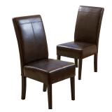 T-stitch Brown Leather Dining Chairs (Set of 2) by Christopher Knight Home Retail:$172.99