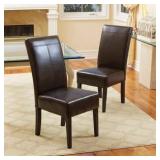 T-stitch Brown Leather Dining Chairs (Set of 2) by Christopher Knight Home Retail:$172.99