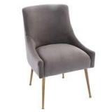 Boyel Living Velvet Upholstered Dining Chair Single Gray