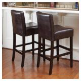 Lopez 26-inch Brown Leather Counterstools by Christopher Knight Retail: $260.99