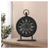 LuxenHome Black Metal Vintage Table Top Clock Retail: $48.99