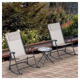 Outsunny 3 Piece Folding Rocking Chair Outdoor Bistro Set White Retail:$159.99