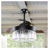 Black 42-inch Crystal Fandelier 3-Blade Ceiling Fan with Remote Retail:$196.99