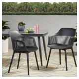 Dahlia Outdoor Modern Dining Chair (Set of 2) by Christopher Knight Home - 22.50" W x 21.50" D x 33.00" H - Black -Retail $183.59