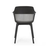 Dahlia Outdoor Modern Dining Chair (Set of 2) by Christopher Knight Home - 22.50" W x 21.50" D x 33.00" H - Black -Retail $183.59
