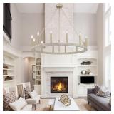 Adreanna 12-Light 40 Inch Modern Farmhouse Wagon Wheel Chandelier - French Ash -Retail: $339.00