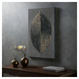 Madison Park Leaf Charcoal/ Gold Heavy Textured Canvas with Foil Embellishment- Retail:$118.64