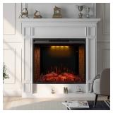 30" LED Recessed Adjustable Recessed Electric Fireplace with 3 Top Light Colors, Remote Control & Touchscreen-1500/750W Black -Retail $401.99