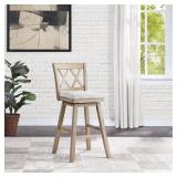 29" Bar Height Wooden Swivel Stool with Linen Cushion Retail:$175.99