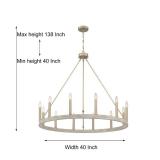 Adreanna 12-Light 40 Inch Modern Farmhouse Wagon Wheel Chandelier - French Ash -Retail: $339.00