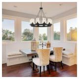 10 Light 31In Modern Farmhouse Wagon Wheel Chandelier -Retail $169.99