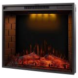 30" LED Recessed Adjustable Recessed Electric Fireplace with 3 Top Light Colors, Remote Control & Touchscreen-1500/750W Black -Retail $401.99
