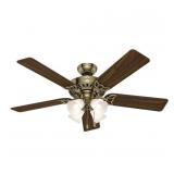 Hunter 52" Studio Series Antique Brass Ceiling Fan with Light Kit and Pull Chain Retail $169.99